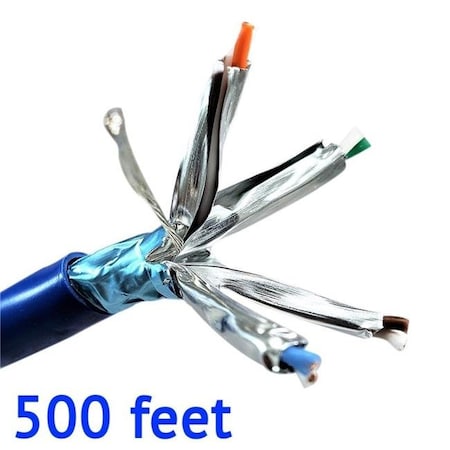 Micro Connectors Micro Connectors TR4-570SSBL-500 500 ft. Stranded Shielded STP CAT6A Bulk Ethernet Cable - Blue TR4-570SSBL-500
